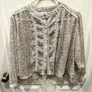 Bishop + Young Cropped Button Down High Low Shirt size‎ Large